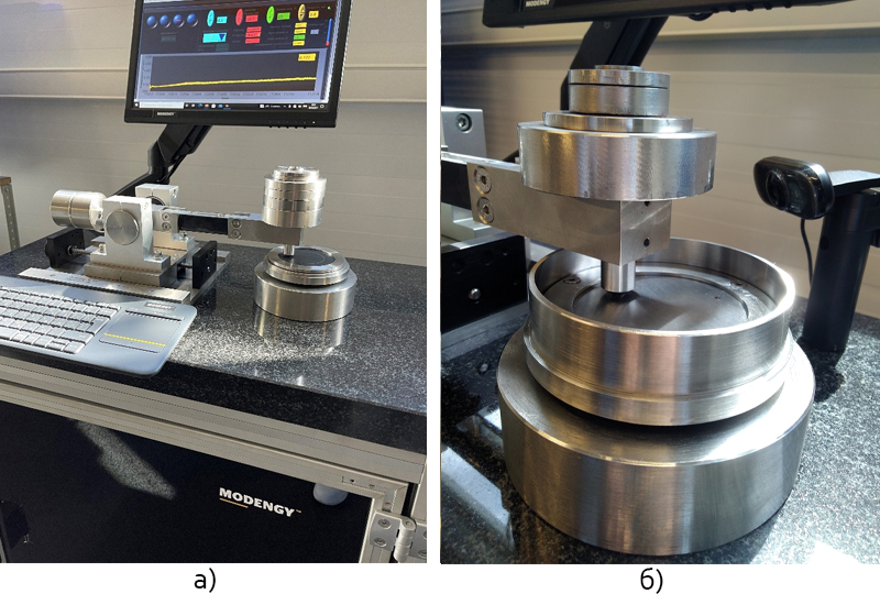 Friction machine (а – general appearance, b – the test unit with the set container for a liquid lubricating material)