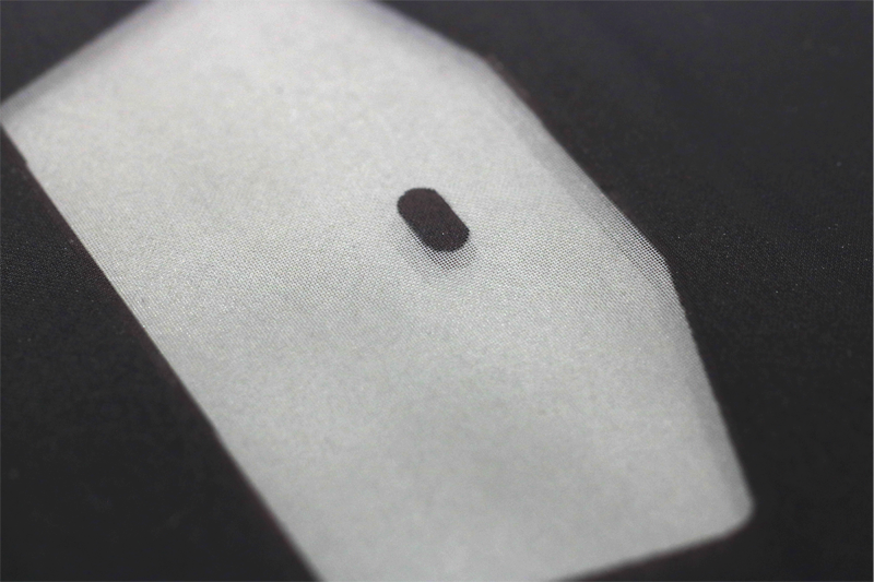 Stencil for applying an anti-friction coating onto the ICE piston skirt. The printing area remains open while the other cells are blocked